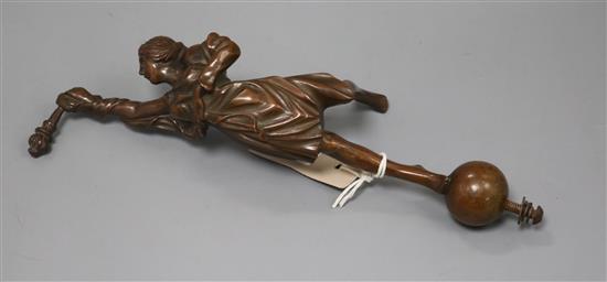 A bronze figural finial, length 27.5cm excl. screw